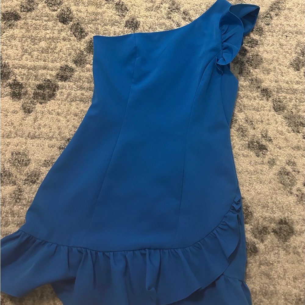 Blue One-Shoulder Dress